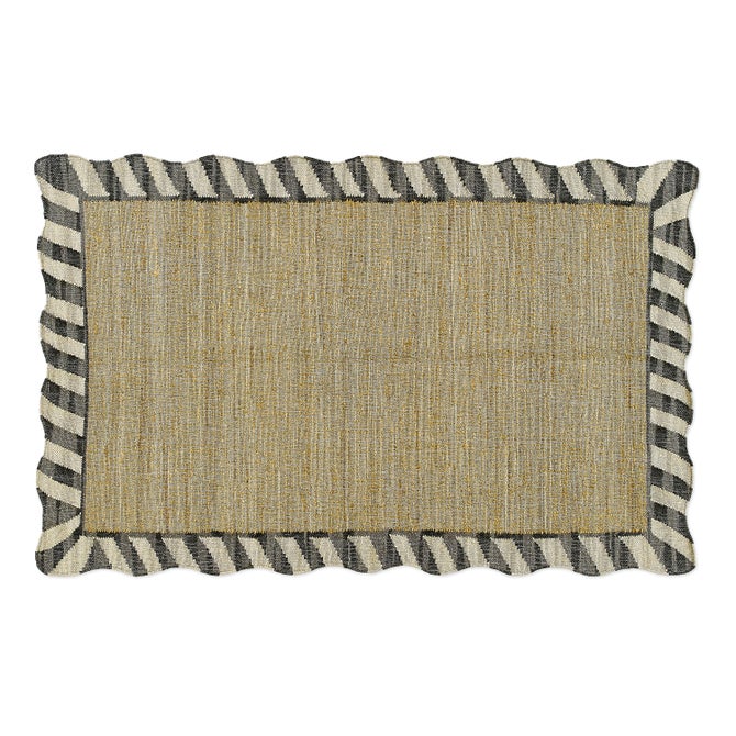 Jute Scalloped Black & White Rug image number 2