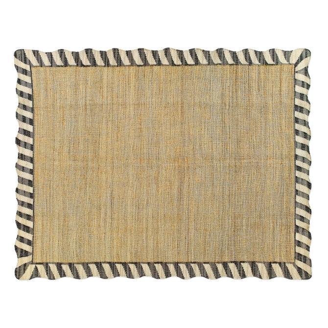 Jute Scalloped Black & White Rug image number 3