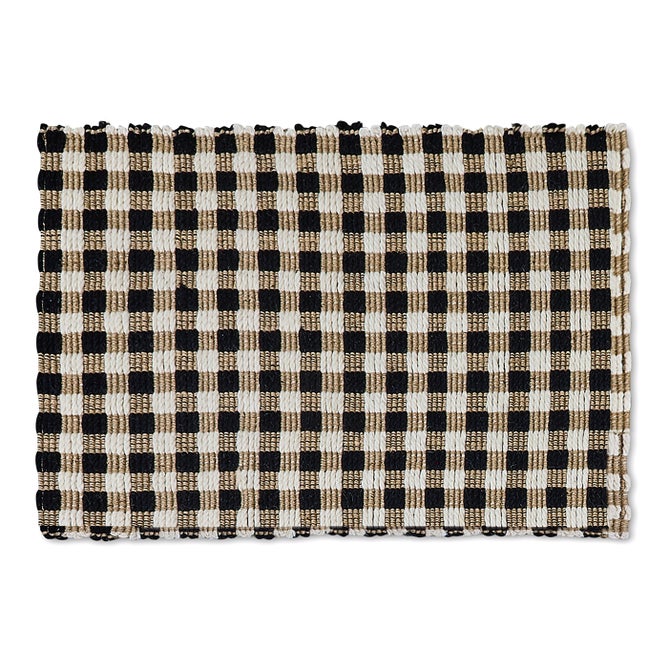 Natural, Black & White Checked 2' x 3' Rug image number 0