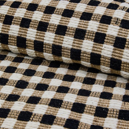 Natural, Black & White Checked 2'6" x 9' Runner