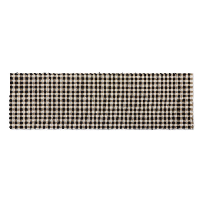 Natural, Black & White Checked 2'6" x 9' Runner image number 0