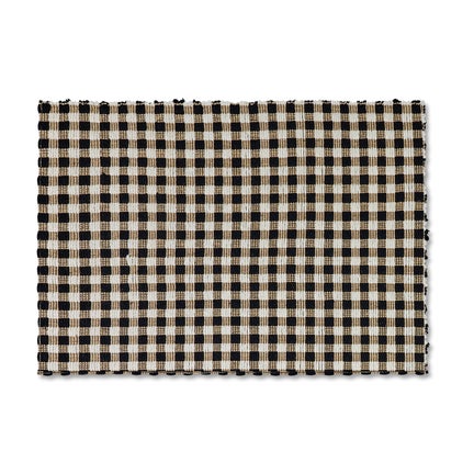 Natural, Black & White Checked 3' x 5' Rug