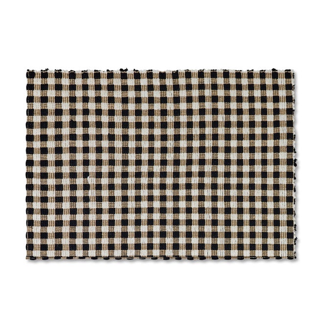 Natural, Black & White Checked 3' x 5' Rug image number 0
