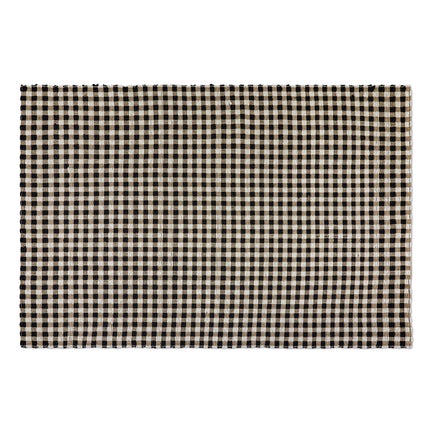 Natural, Black & White Checked 6' x 9' Rug