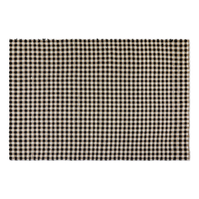 Natural, Black & White Checked 6' x 9' Rug image number 0