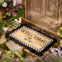 Black Scalloped Welcome Entrance Mat