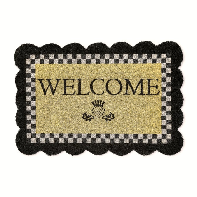 Black Scalloped Welcome Entrance Mat image number 0