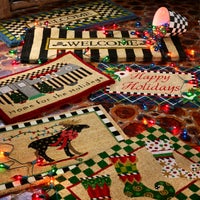 Welcome Awning Stripe Double Door Entrance Mat