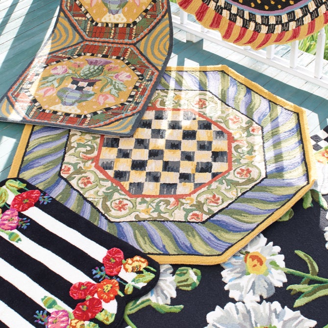 Courtly Check Purple & Green 5' Octagon Rug image number 1