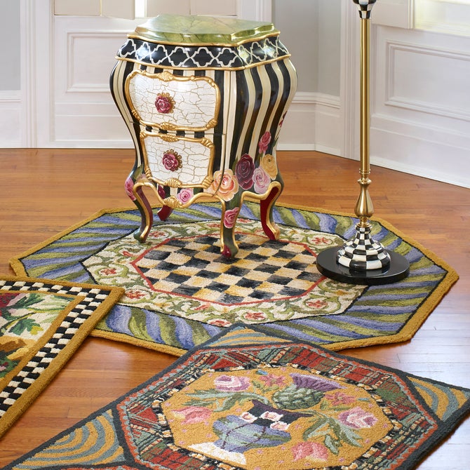Courtly Check Purple & Green 5' Octagon Rug image number 5