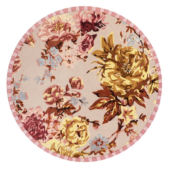 Dusty Rose Floral 6' Round Rug image number 0