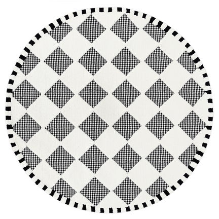 Houndstooth Check Diamond 6' Round Rug