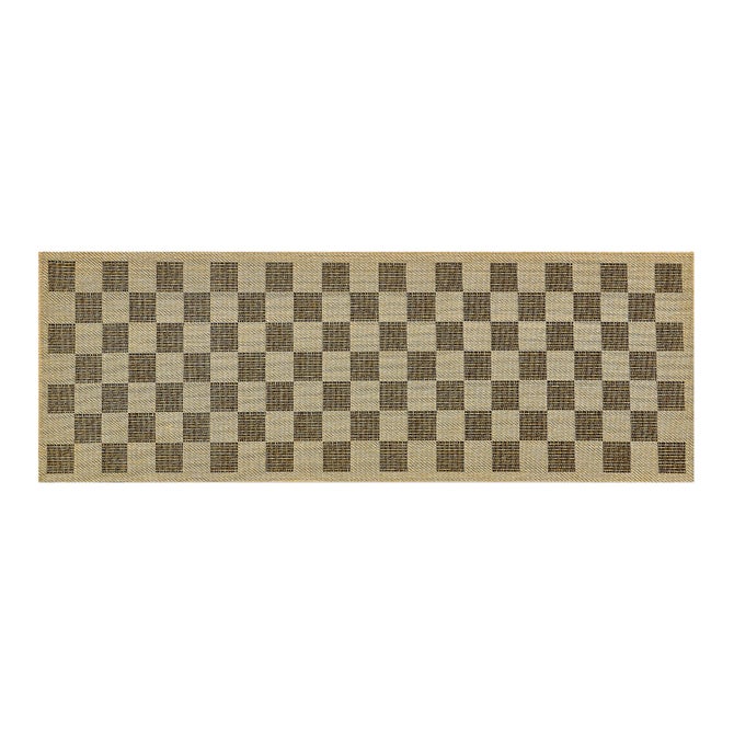 Black Check 2'6" x 8' Indoor/Outdoor Runner Rug image number 0
