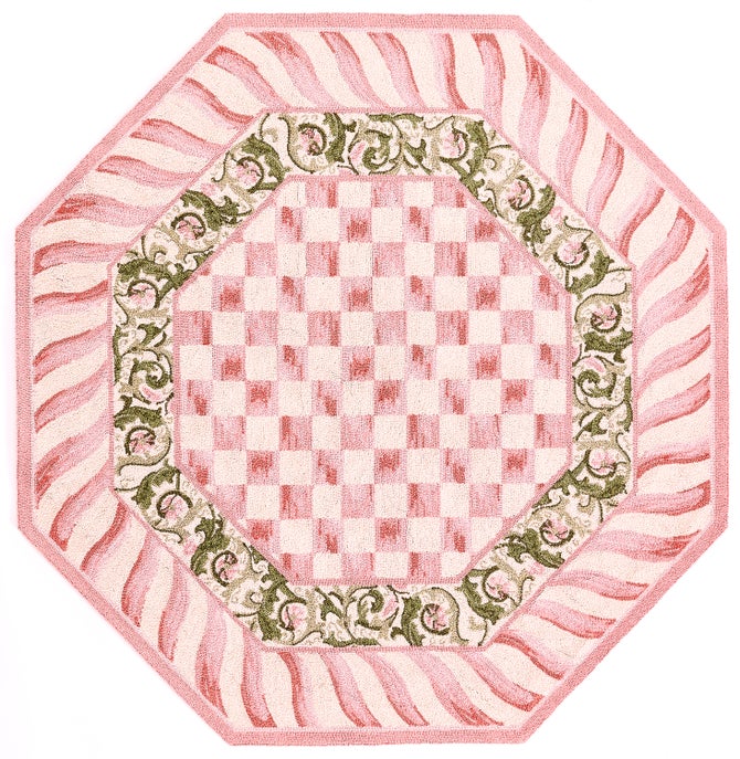 Rosy Check 6' Octagon Rug image number 0