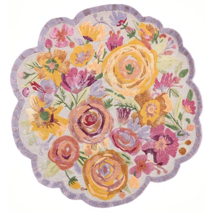 Scalloped Flower Meadow 6' Round Rug