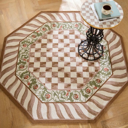 Mocha Check 6' Octagon Rug