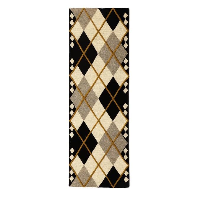 Cream Argyle 2'6" x 8' Runner image number 0