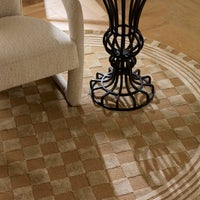 Mocha Tonal Check 6' Round Rug