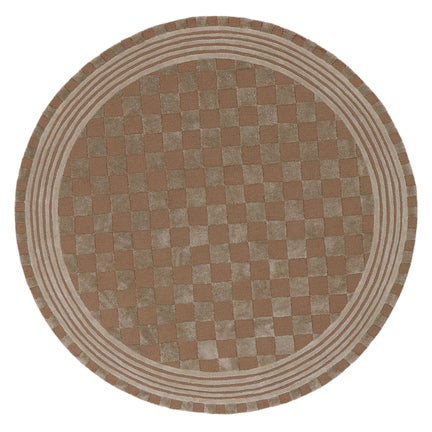 Mocha Tonal Check 6' Round Rug