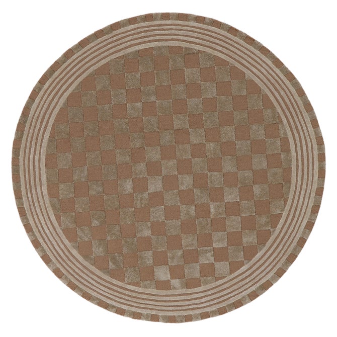 Mocha Tonal Check 6' Round Rug image number 0
