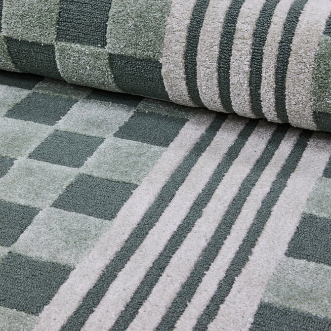 Sage Green Tonal Check 2'6" x 8' Rug image number 1