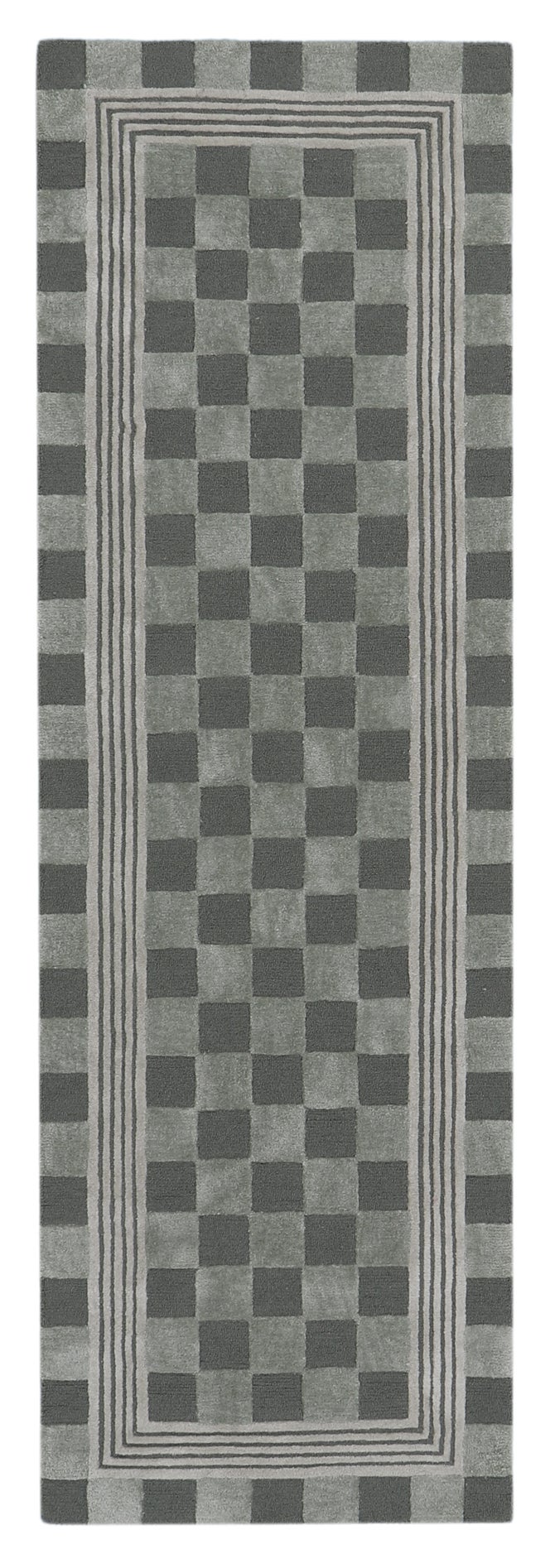 Sage Green Tonal Check 2'6" x 8' Rug image number 0