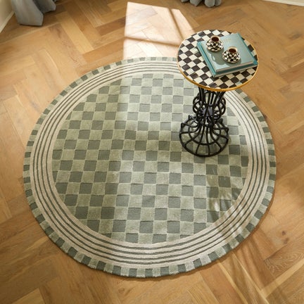 Sage Green Tonal Check 6' Round Rug