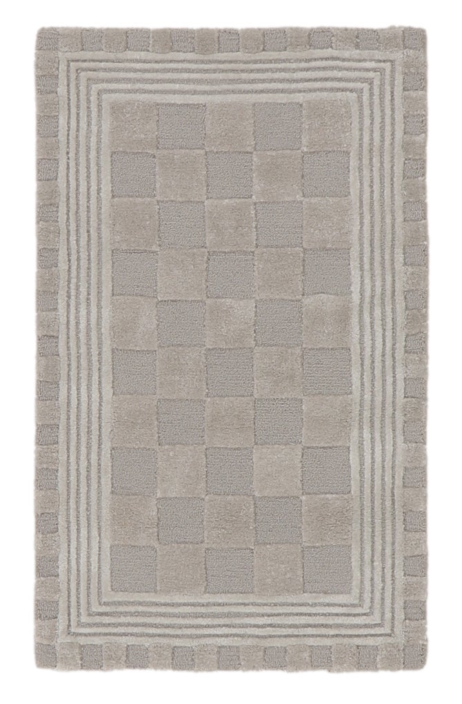 Light Grey Tonal Check 2'3" x 3'9" Rug image number 0