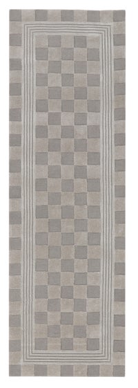 Light Grey Tonal Check 2'6" x 8' Rug