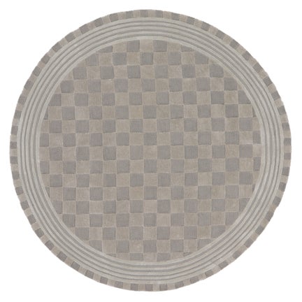 Light Grey Tonal Check 6' Round Rug