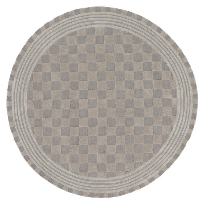 Light Grey Tonal Check 6' Round Rug image number 0