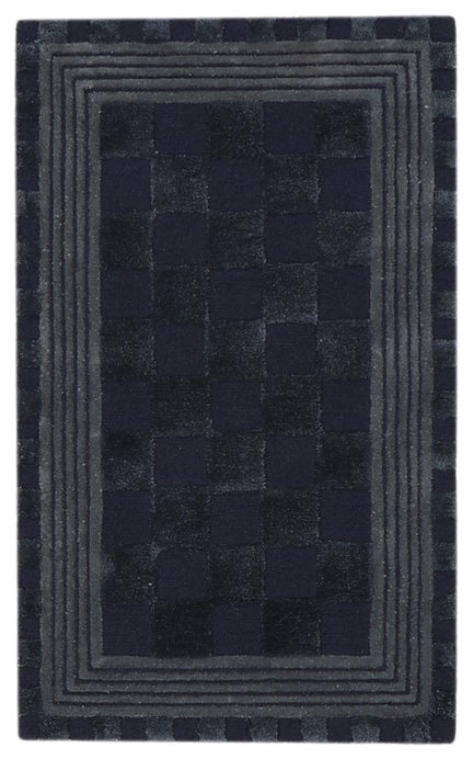Indigo Blue Tonal Check 2'3" x 3'9" Rug