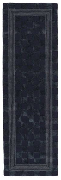 Indigo Blue Tonal Check 2'6" x 8' Rug