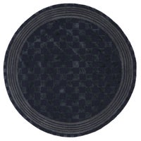 Indigo Blue Tonal Check 6' Round Rug