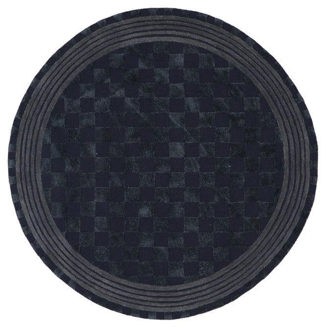 Indigo Blue Tonal Check 6' Round Rug image number 0