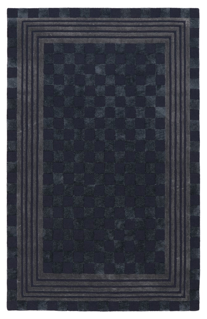 Indigo Blue Tonal Check 5' x 8' Rug image number 0