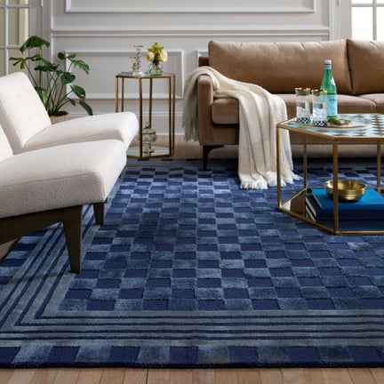 Indigo Blue Tonal Check 8' x 10' Rug