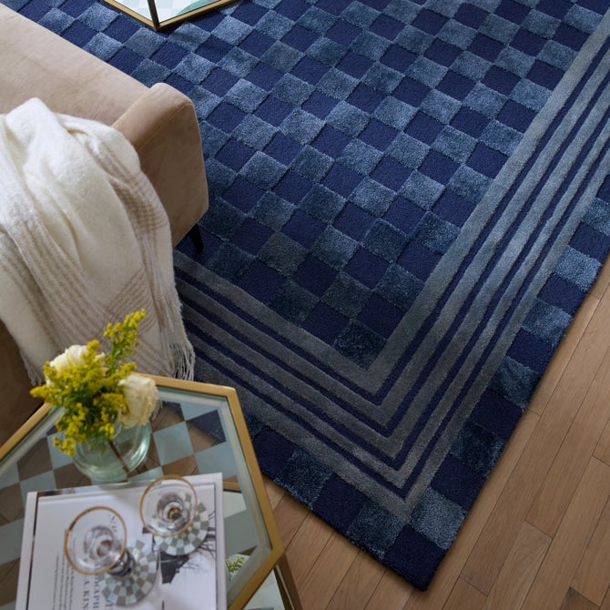 Indigo Blue Tonal Check 8' x 10' Rug image number 3