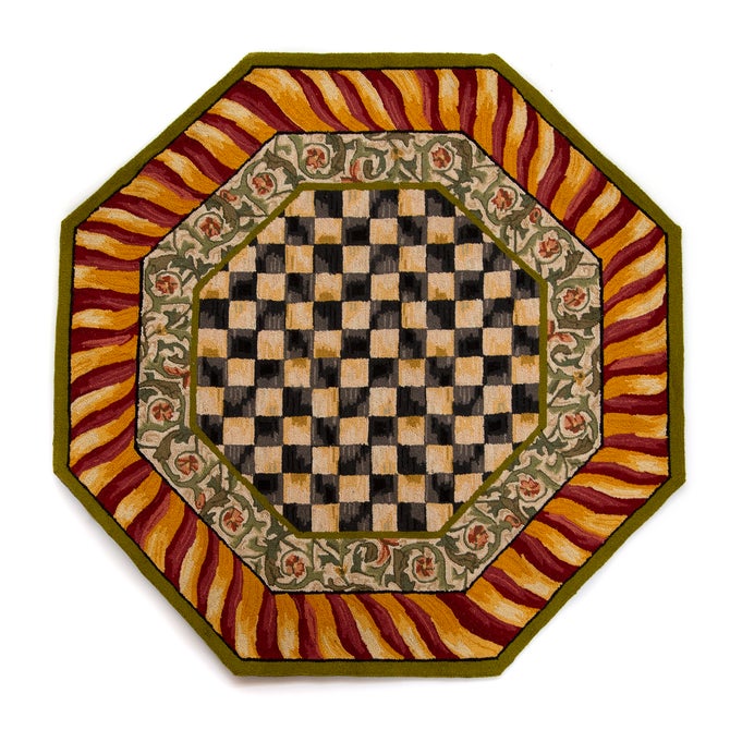 Courtly Check Red & Gold 6' Octagon Rug image number 0