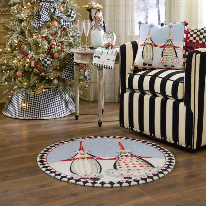Patience Brewster Santa Penguins 3' Round Rug image number 1