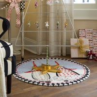 Patience Brewster Santa Penguins 3' Round Rug