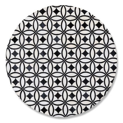 White Kyoto Hair on Hide 6' Round Rug