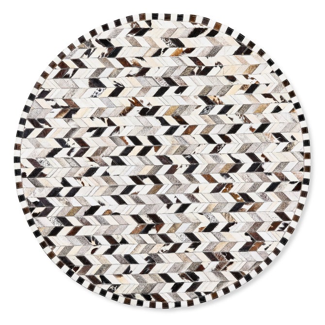 Black Herringbone Hair on Hide 6' Round Rug image number 0