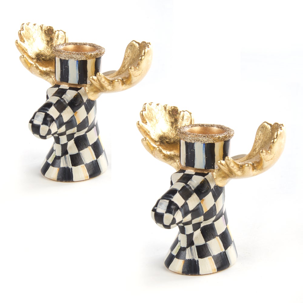Courtly Check Moose Candlesticks - Set of 2 mackenzie-childs Panama imagen 1