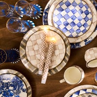 Mocha Check Flameless Dinner Candles, Set of 2