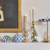 Mocha Check Flameless 7" Pillar Candle