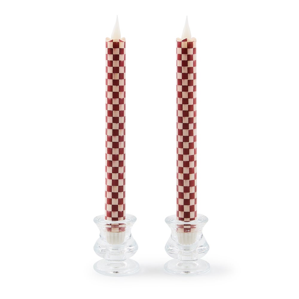 Cherry Check Flameless Dinner Candles, Set of 2 mackenzie-childs Panama imagen 1