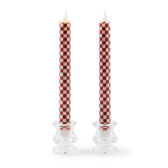 Cherry Check Flameless Dinner Candles, Set of 2 image number 0