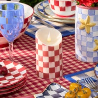 Cherry Check Flameless 5" Pillar Candle