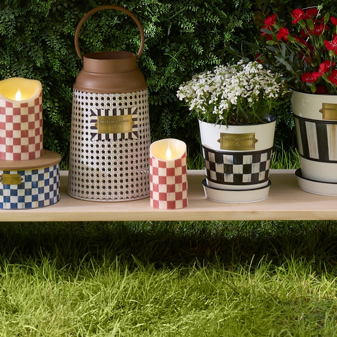 Cherry Check Flameless 5" Pillar Candle image number 4